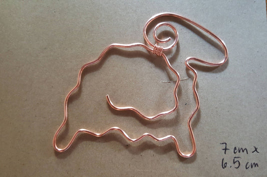 Copper Wire Twisted Bookmark Place Holder Paperclip Stylized Sheep Ram