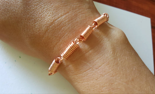 Pure Copper Wire Coiled Spring Bracelet 18 Gauge Handmade