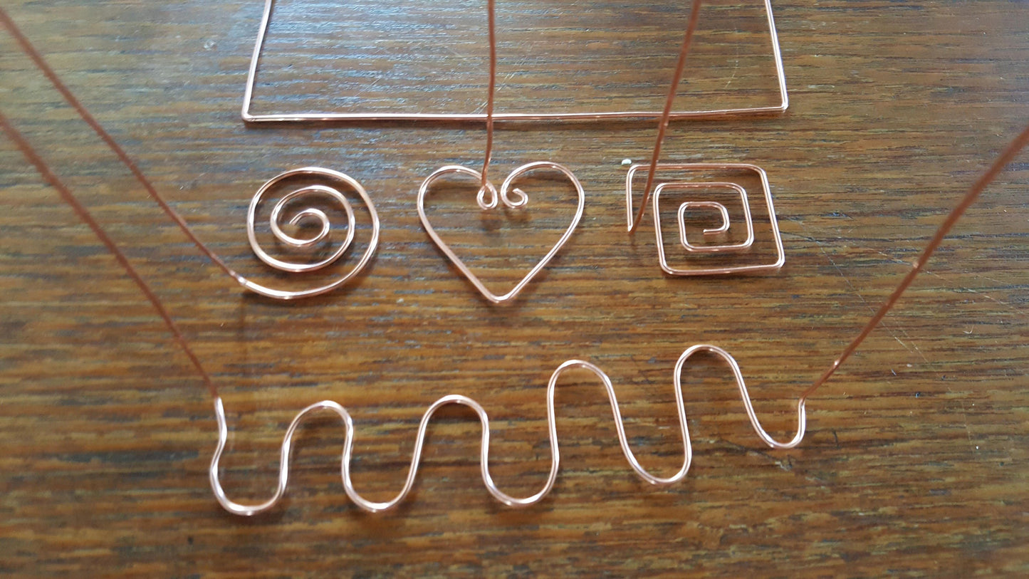 Copper Wire Twisted Assorted Soap Inverted Stamps Squiggle Square Twist Straight Heart Set of 5