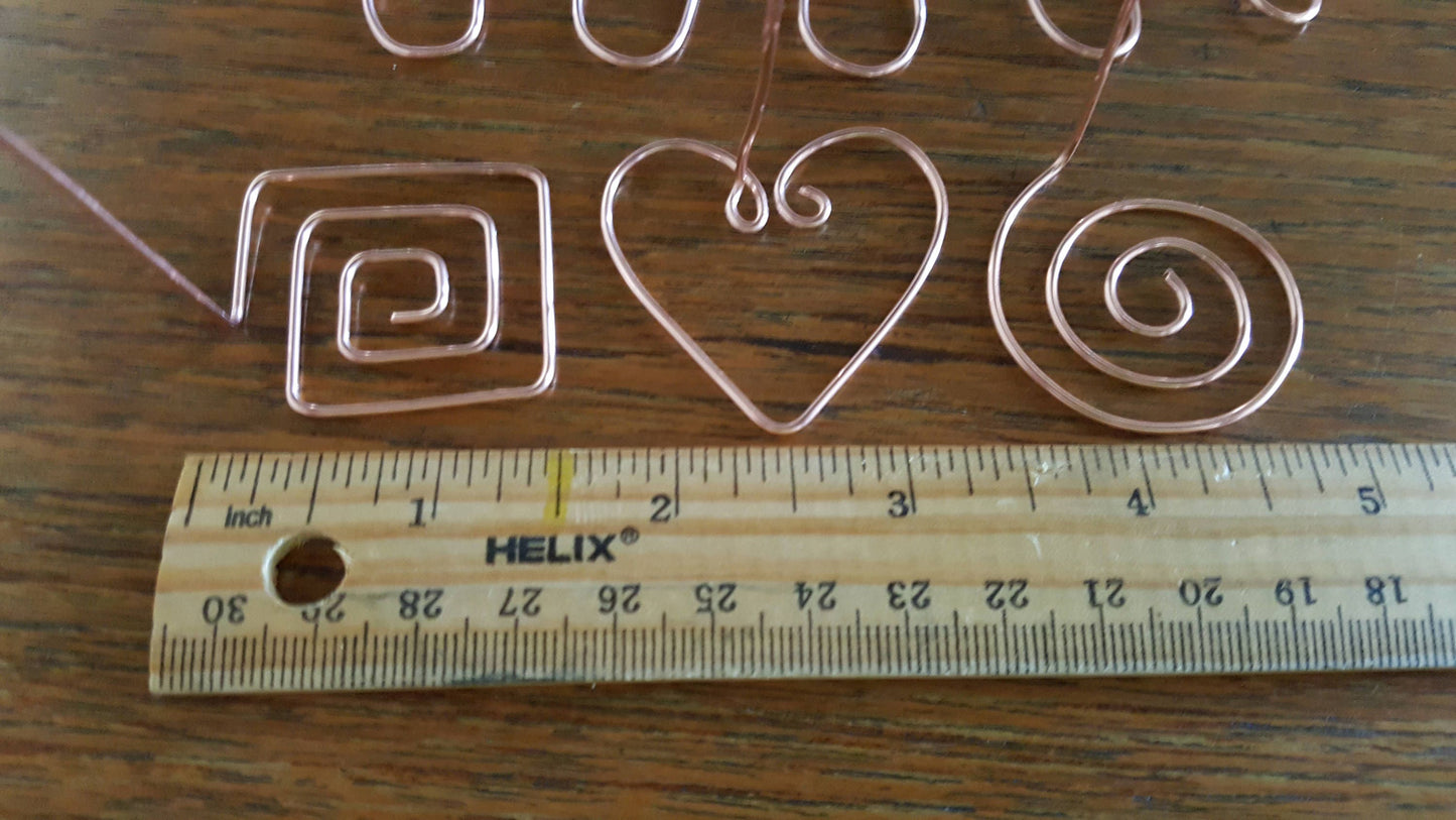 Copper Wire Twisted Assorted Soap Inverted Stamps Squiggle Square Twist Straight Heart Set of 5