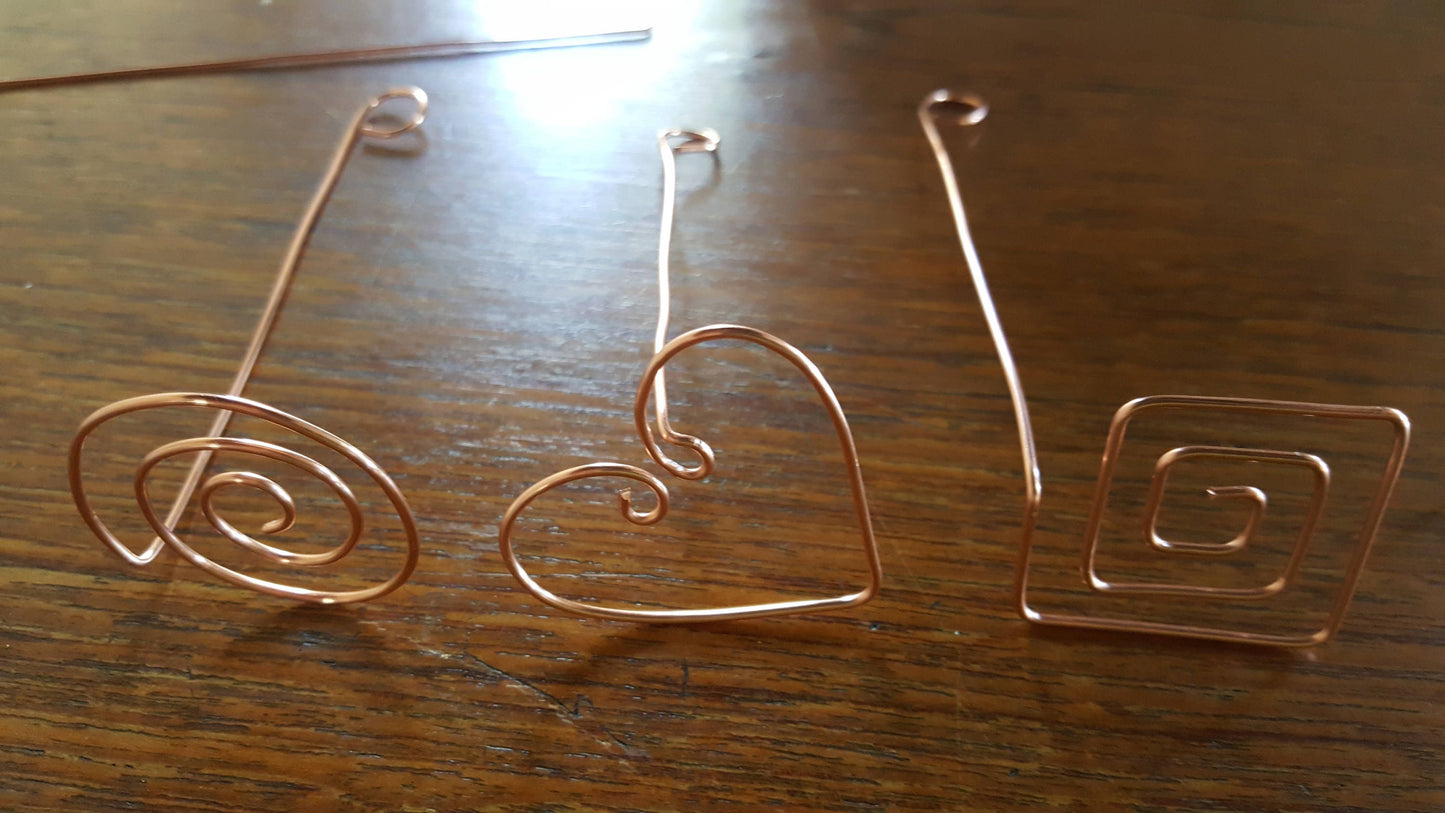 Copper Wire Twisted Assorted Soap Inverted Stamps Squiggle Square Twist Straight Heart Set of 5