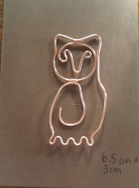 Copper Wire Twisted Bookmark Place Holder Paperclip Stylized Owl