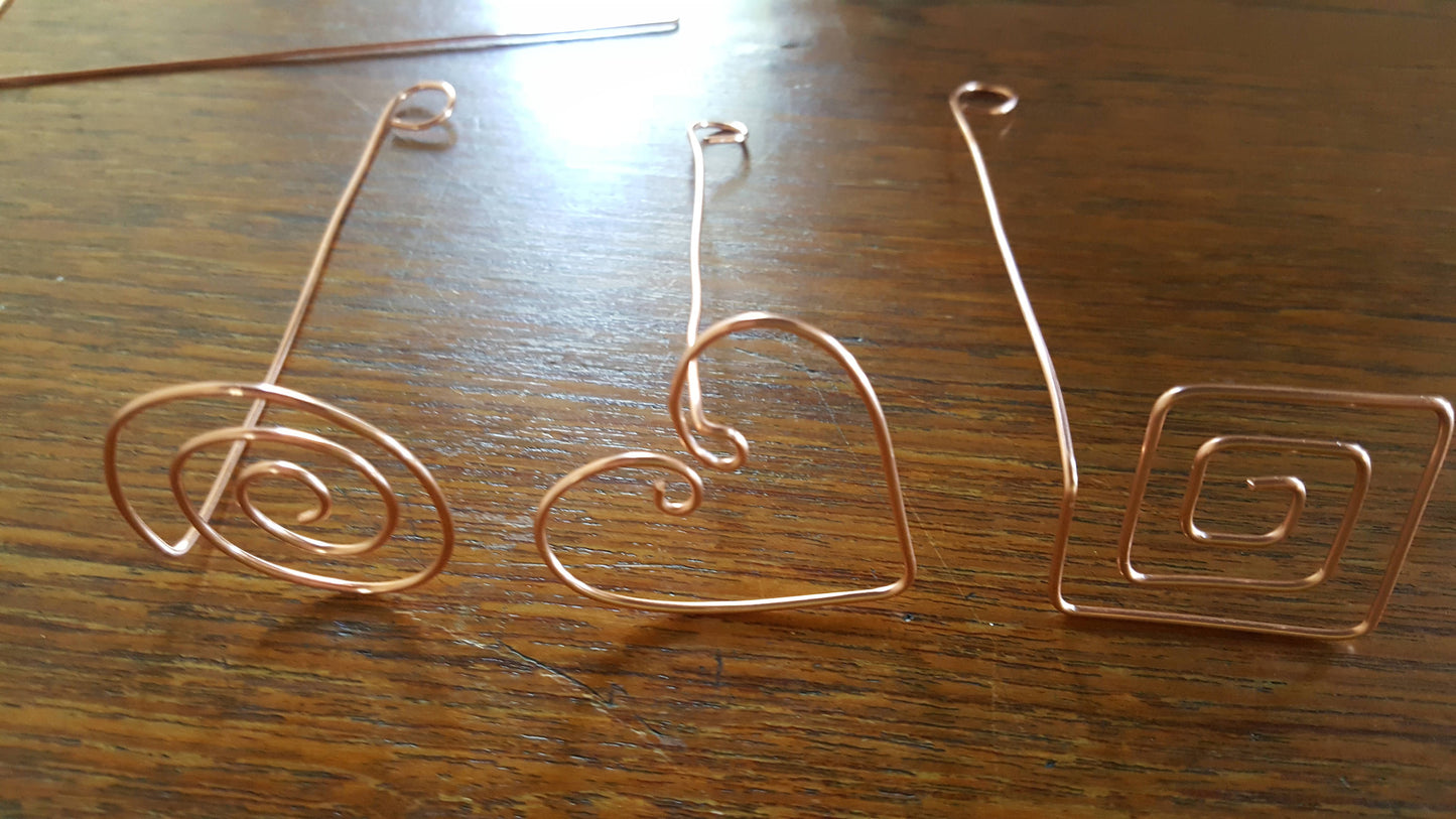 Copper Wire Twisted Assorted Soap Inverted Stamps Squiggle Square Twist Straight Heart Set of 5