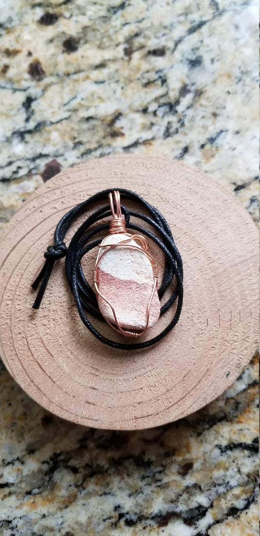 Pure Copper Twisted Wire Pendant Wrapped Wire Oblong Wonderstone Rhyoline Rough Unpolished