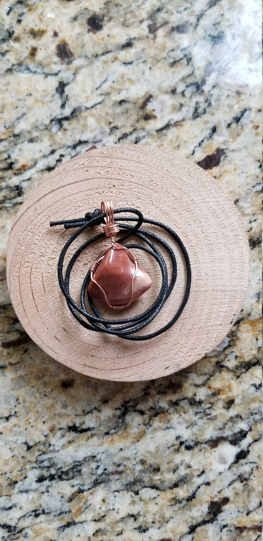 Pure Copper Twisted Wire Pendant Wrapped Wire Wonderstone Rhyolite Polished