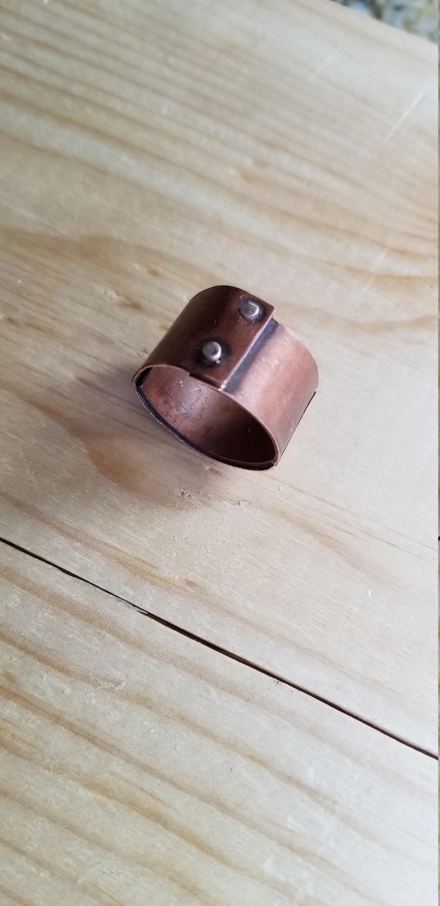 Pure Copper Sheet Riveted Soldered Band Ring Steampunk Women's Size 9.75