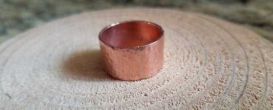 Pure Copper Sheet Hand Hammered Soldered Band Ring Women's Size 7.5