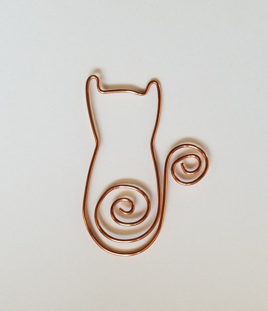 Copper Wire Twisted Bookmark Place Holder Paperclip Stylized Kitten Cat