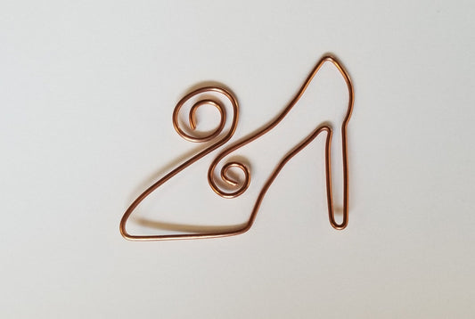 Copper Wire Twisted Bookmark Place Holder Paperclip Stylized High Heel Shoes