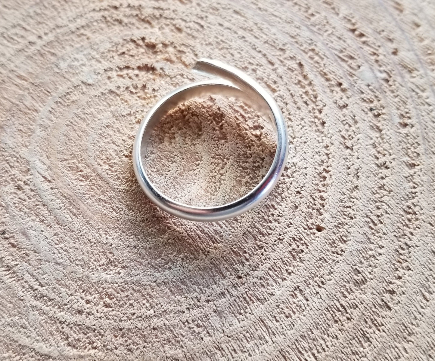 Sterling Silver Half Round Wrap Band Ring Size 10 Adjustable