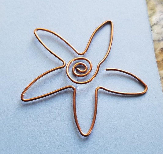 Copper Wire Twisted Bookmark Place Holder Paperclip Stylized Flower