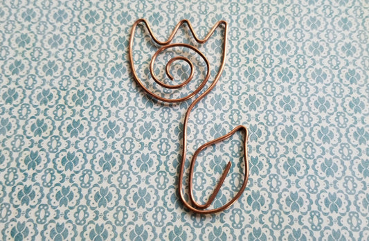 Copper Wire Twisted Bookmark Place Holder Paperclip Stylized Flower