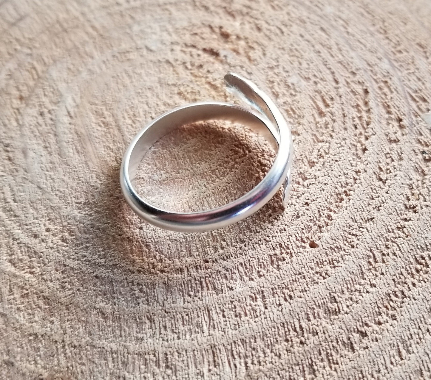 Sterling Silver Half Round Wrap Band Ring Size 10 Adjustable