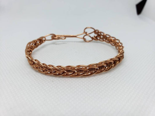 Pure Copper Wire Twist Braided Woven Bangle Bracelet Handmade With Clasp