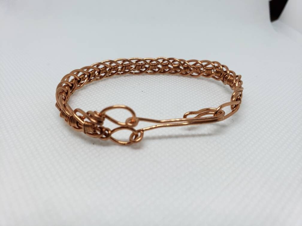 Pure Copper Wire Twist Braided Woven Bangle Bracelet Handmade With Clasp