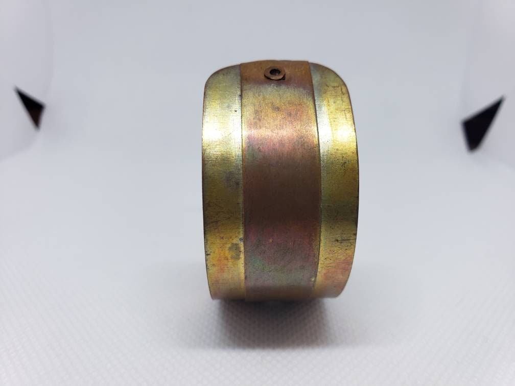 Copper Tube Riveted Grommet Cuff Bracelet Heat Patina