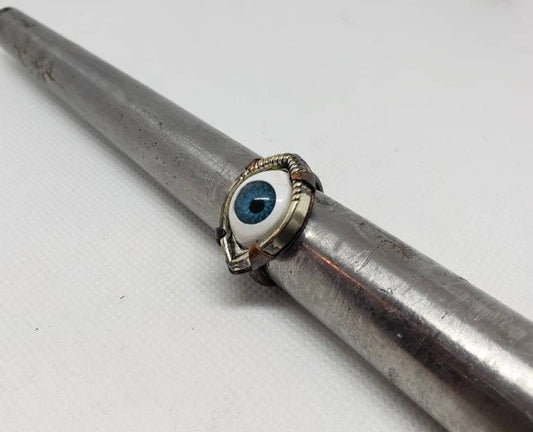 Copper Tab Set Eyeball Steampunk Ring Women's Size 10.25 Halloween Handmade