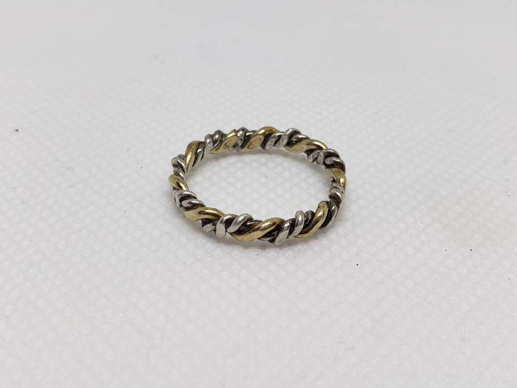 Sterling and Brass Wire Wrapped Ring Women's Size 6.5 Simple Elegant Twist