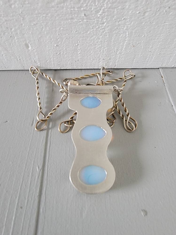 Translucent Moonstones Set In Sterling Silver Completely Hand Fabricated Sterling Chain Magnetic Clasp Necklace